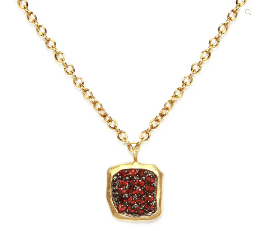 Red CZ Square Necklace