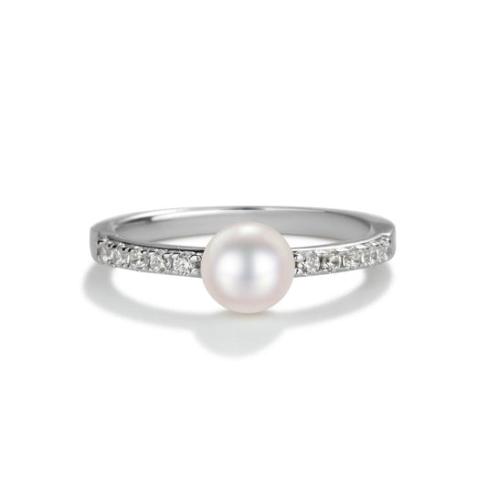 Sterling Silver Pearl Baby Ring with CZs