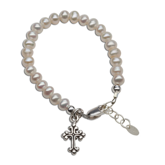 Sterling Silver Cross Pearl Bracelet