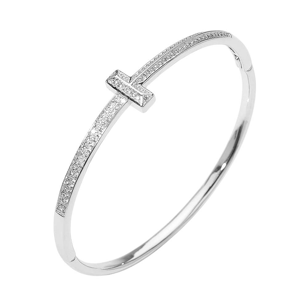 CZ Pave' T-bar Hinged Bracelet