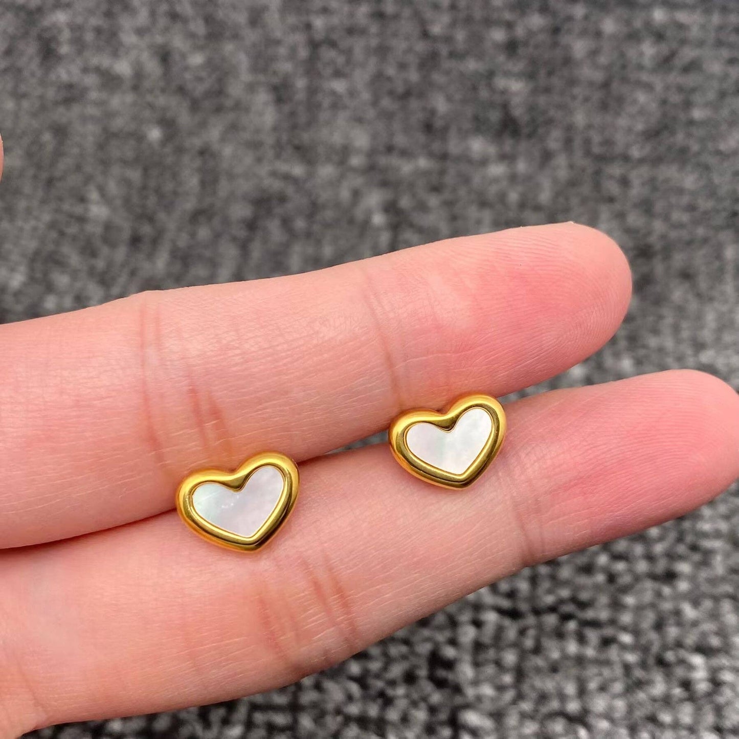 MOP Heart Stud Earrings