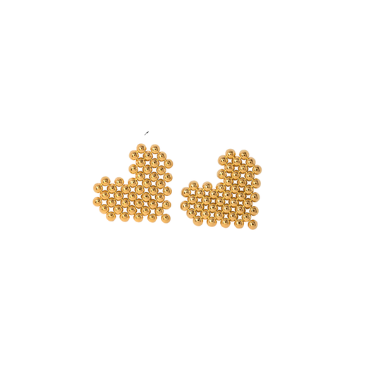 Beaded Heart Stud Earrings