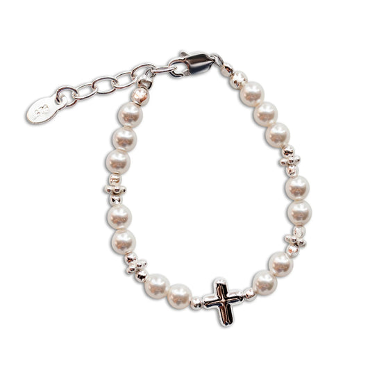 Emily Pearl and Cross Baby Bracelet