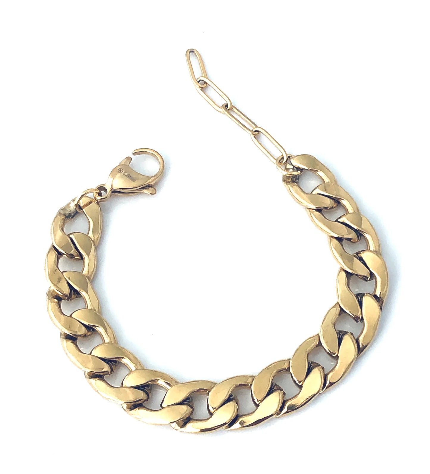 Large Gold Curb Chain Bracelet