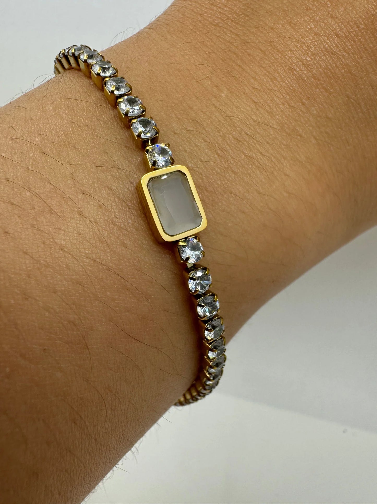 Tennis Style Bracelet with Moonstone