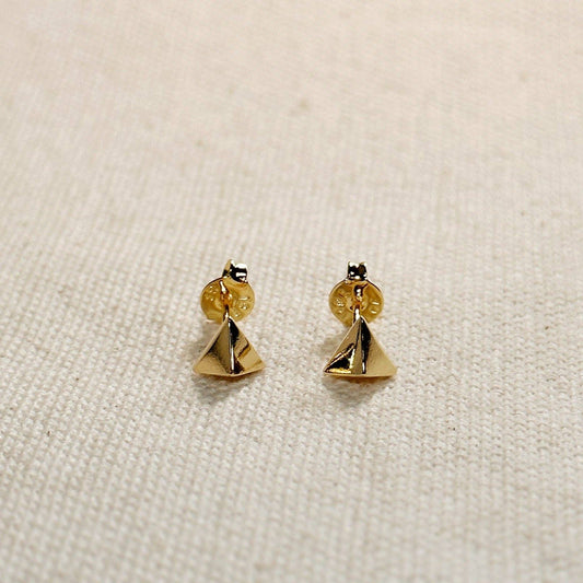 Mini Faceted Triangle Earrings