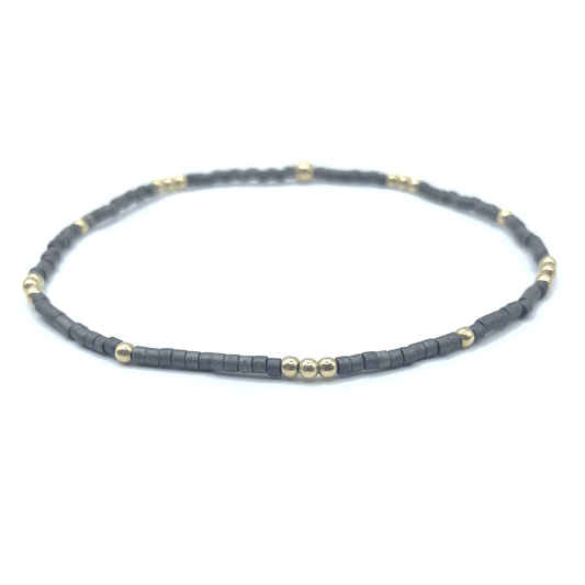 2mm Newport Bracelet - Graphite and Gold Filled