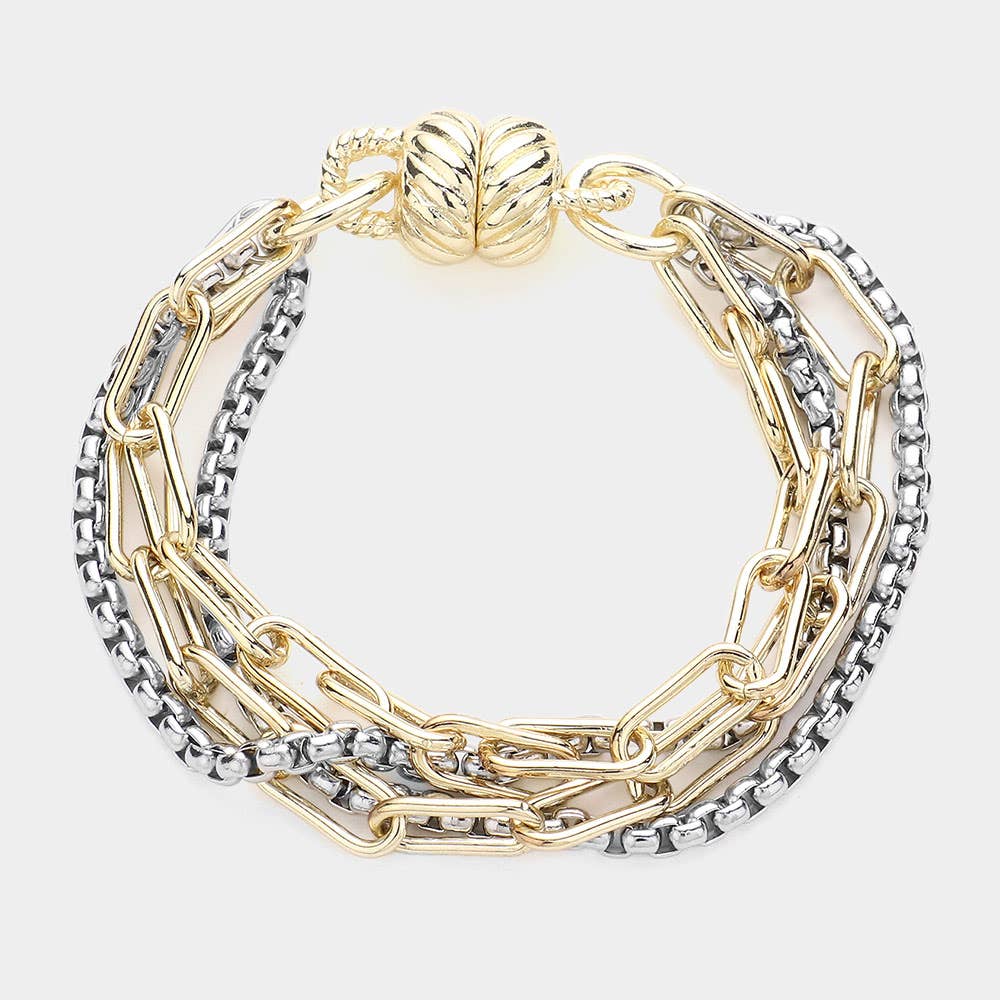 Two Tone Layered Chain Bracelet