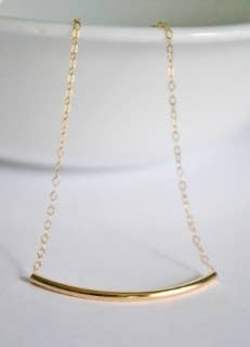 Gold-Filled Curved Bar Necklace