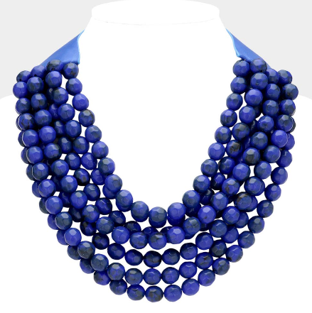 Chunky Bead Layered Faux Leather Necklace