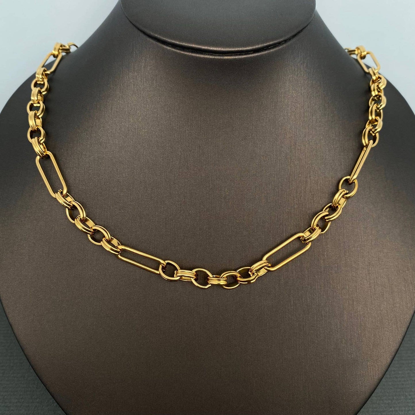 Oval and Circle Link Necklace