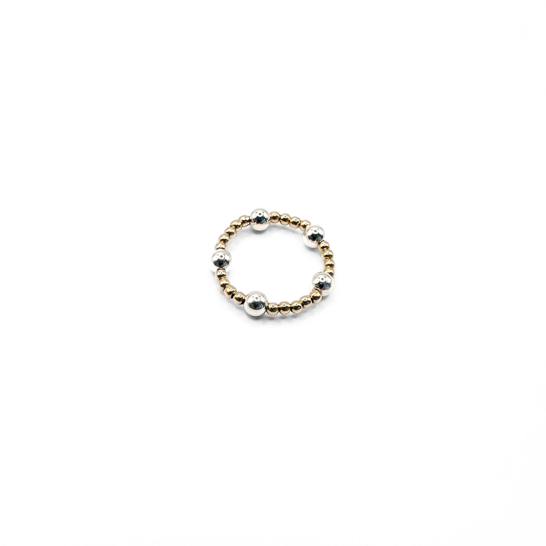 Erin Gray - Gold-Filled 4mm & 2mm Beaded Stretch Ring