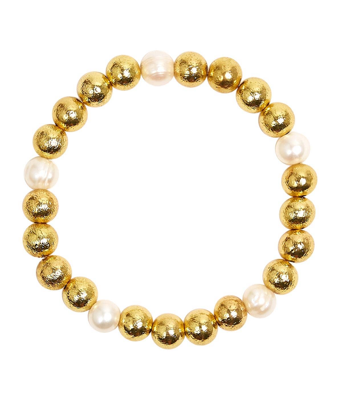 Georgia Gold  & Freshwater Pearl Bracelet - 8mm