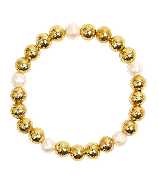 Georgia Gold  & Freshwater Pearl Bracelet - 8mm