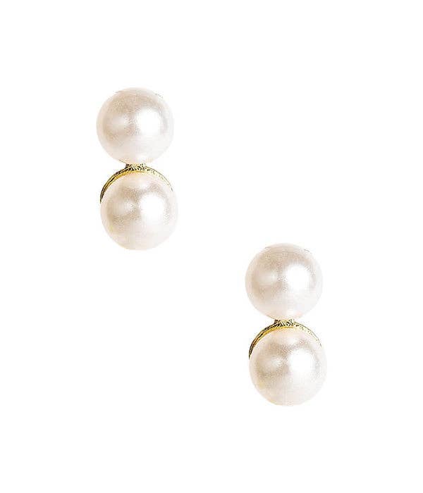 Belle Of The Ball - Double Pearl Earrings