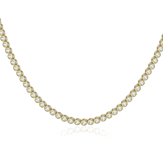 Bezeled CZ Tennis Necklace