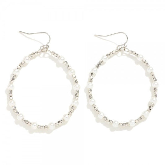 Oval Facet and Pearl Earrings