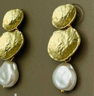 Disk & Pearl Earrings