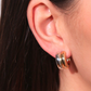 Puffy Two-Tone mixed metal double Hoop Earring- Medium