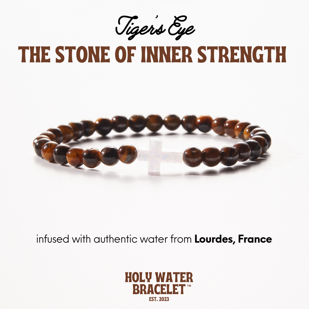 Holy Water - Tiger's Eye - Unisex Cross Bracelet