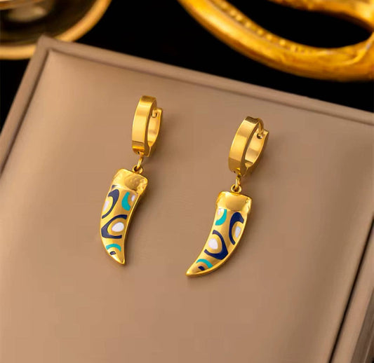 Enamel Horn Hoop Earring