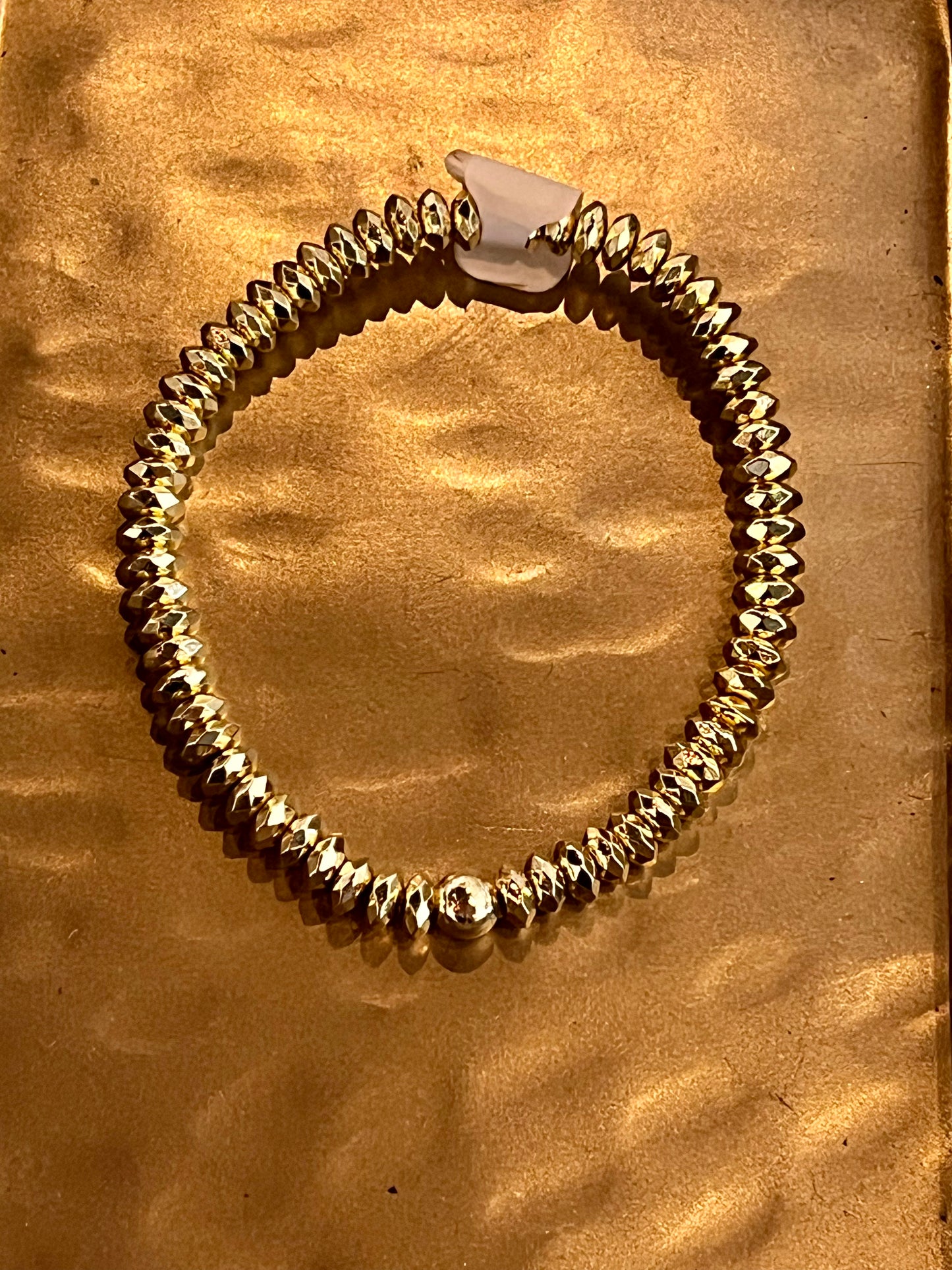 Small Faceted Gold Rondelles Bracelet