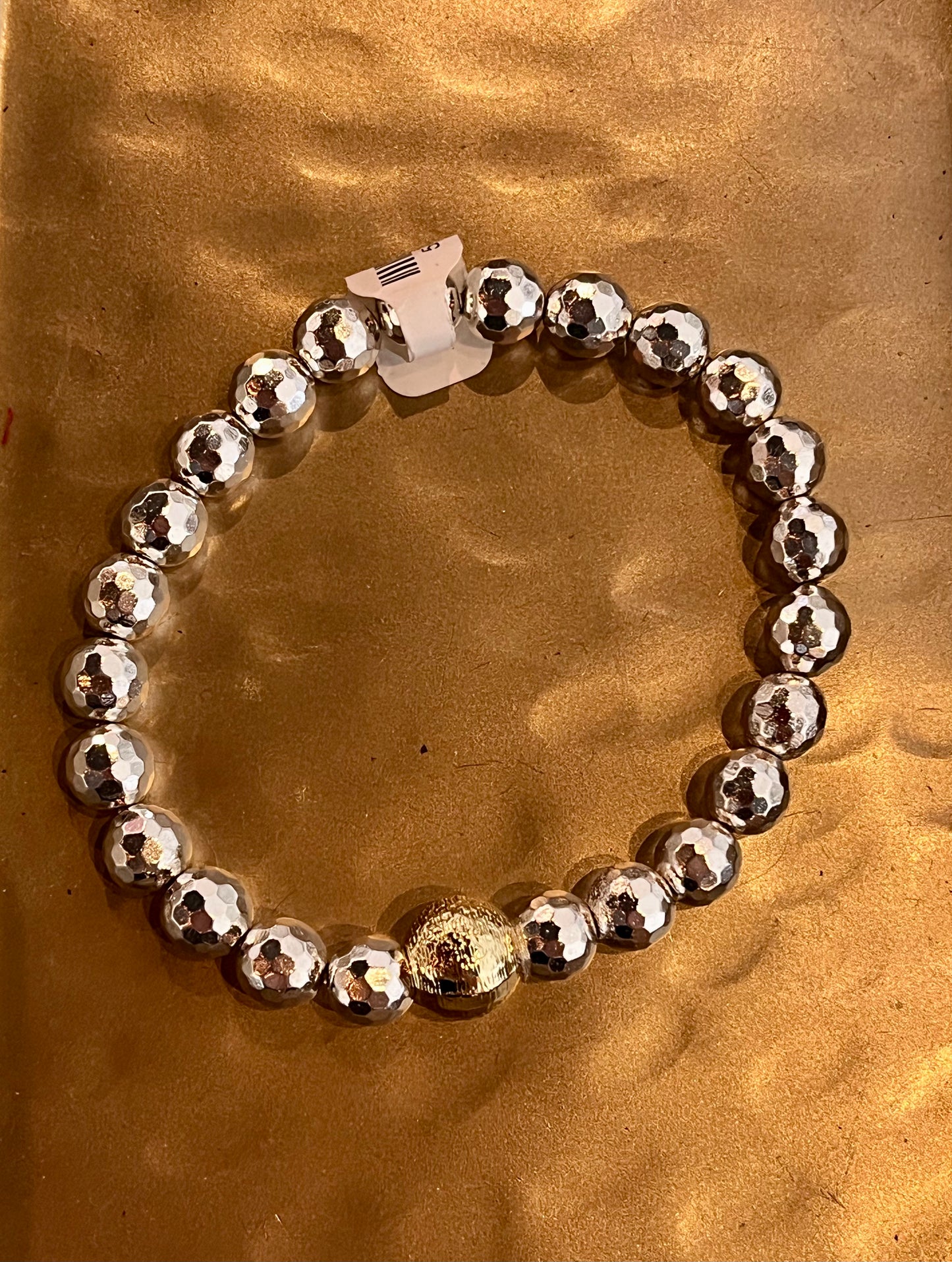 Small Silver Faceted Bead Bracelet