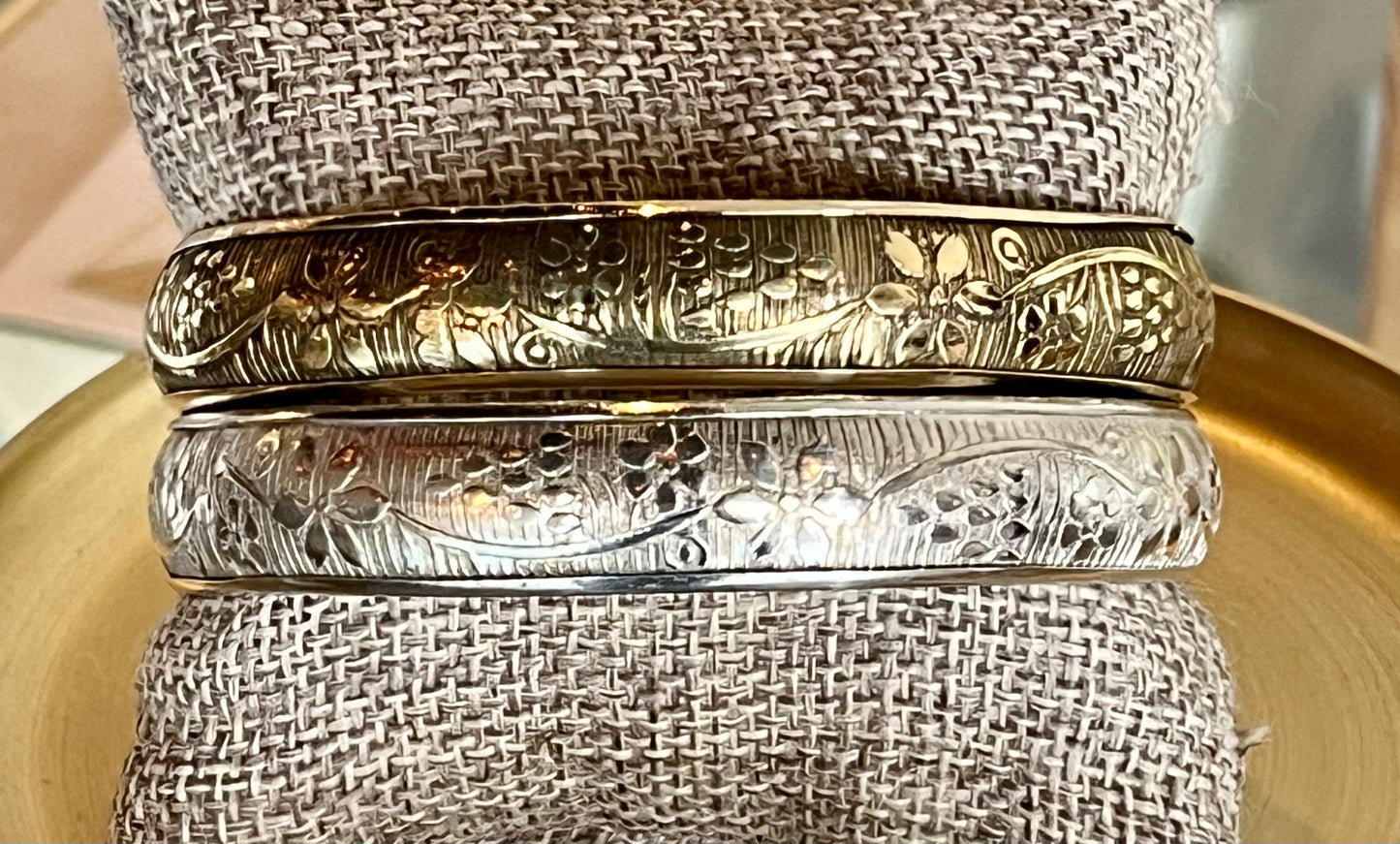 Wide Etched Bangle