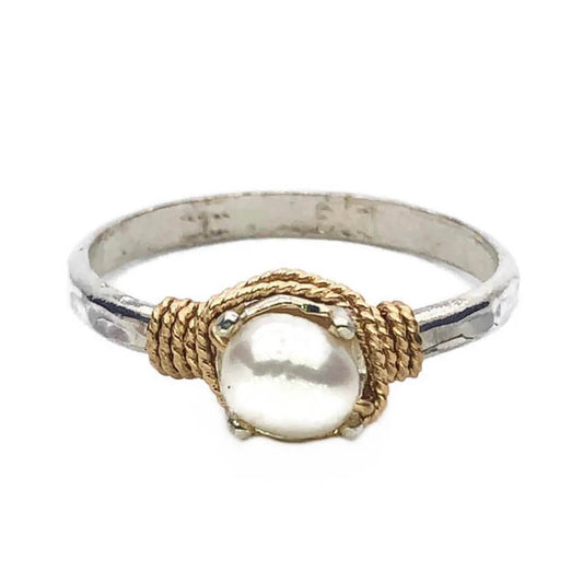 Earth Grace - Hammered Pearl Ring