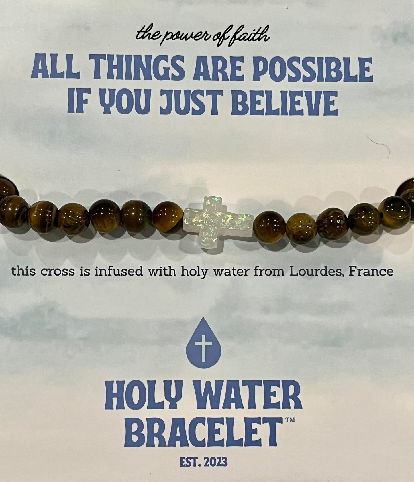 Holy Water - Tiger's Eye - Unisex Cross Bracelet