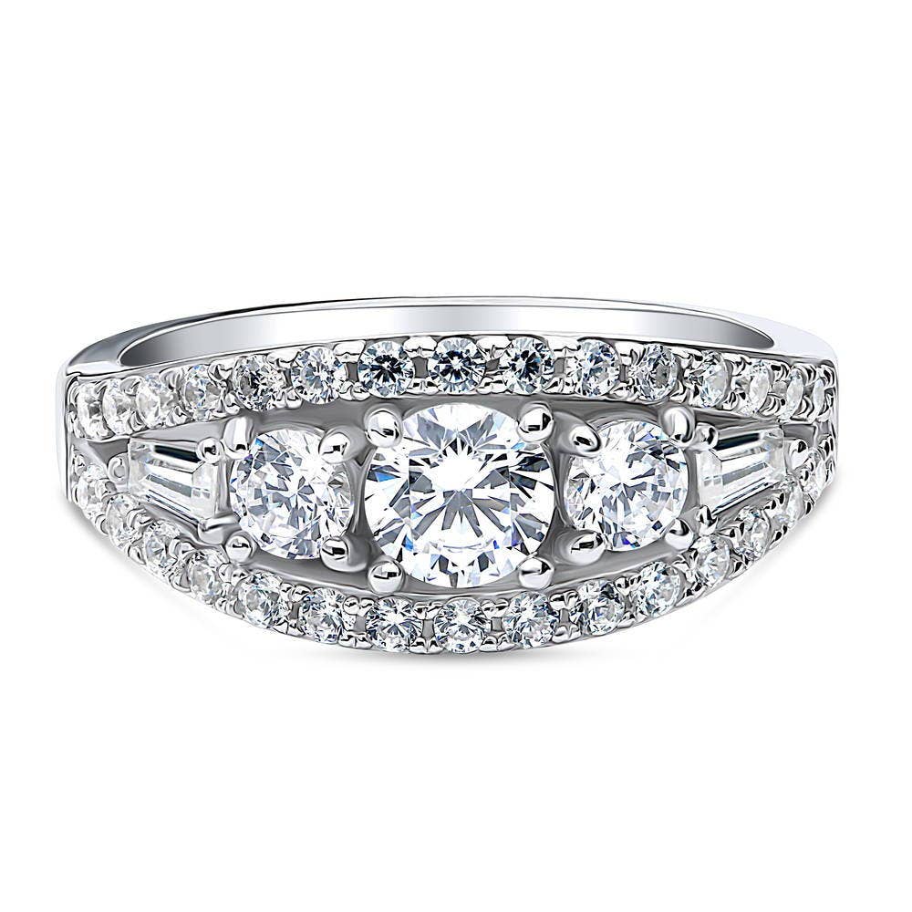 Sterling Silver CZ Curved Travel Ring