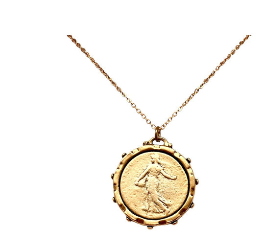 Large French Medal Necklace