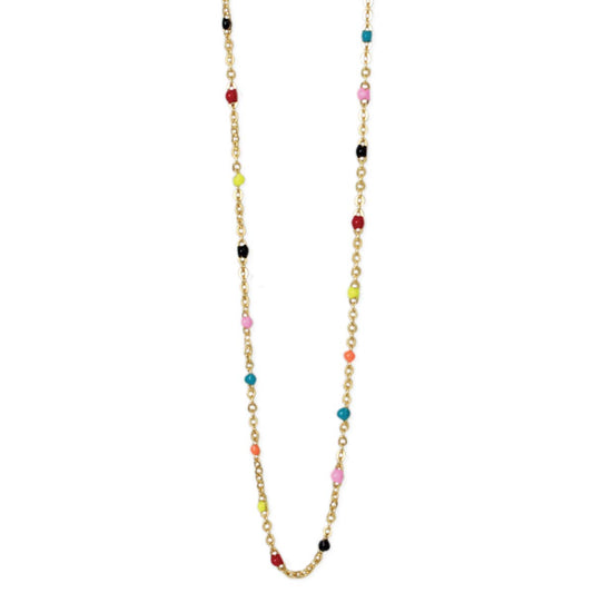Multicolor Accent Gold Chain Necklace