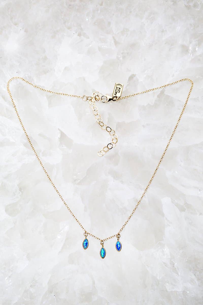 Raindrops Necklace - Blue Opal