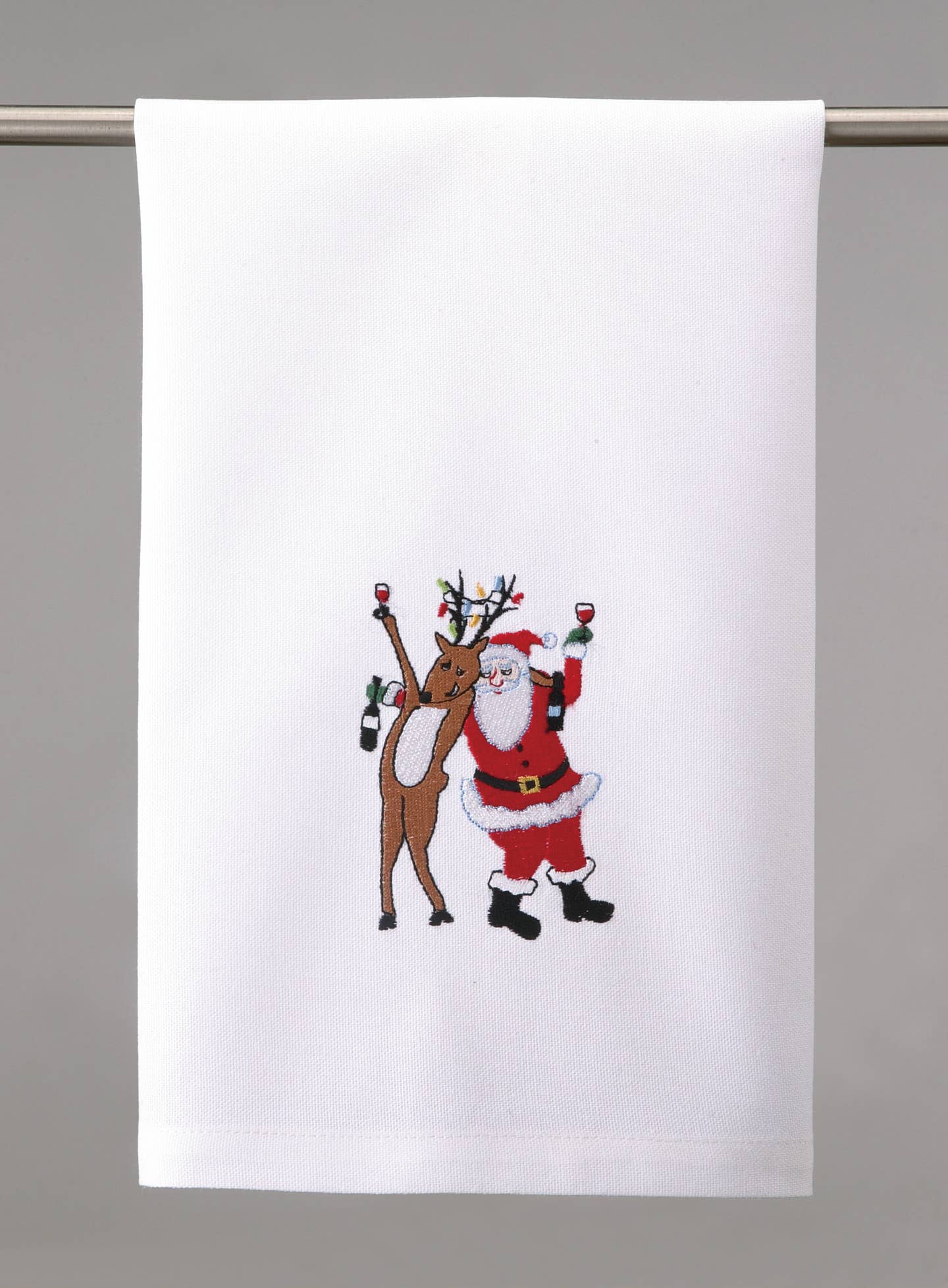 Drunk Reindeer With Santa Kitchen Towel - Christmas