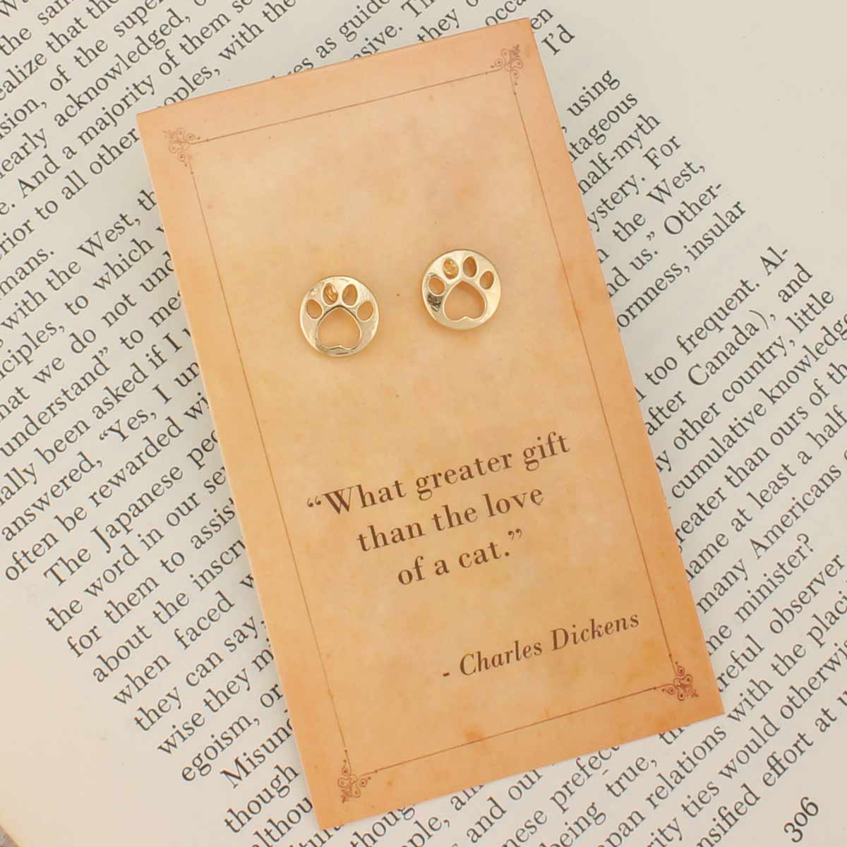 Literary Quotes Cat Stud Earrings