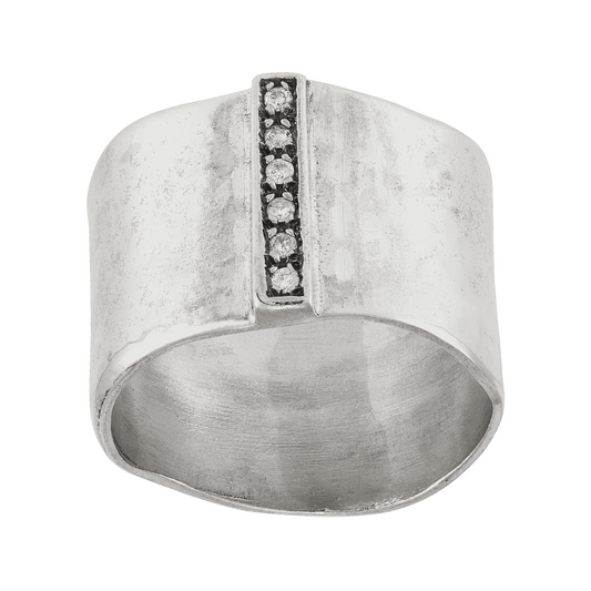 'Along The Line' Sterling Silver & Diamond Ring
